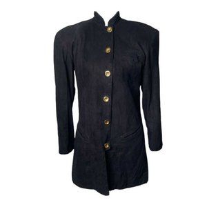 Par Originaux Pablo Leather Jacket Women's Sz 6 Black Gold Buttons Steampunk a20